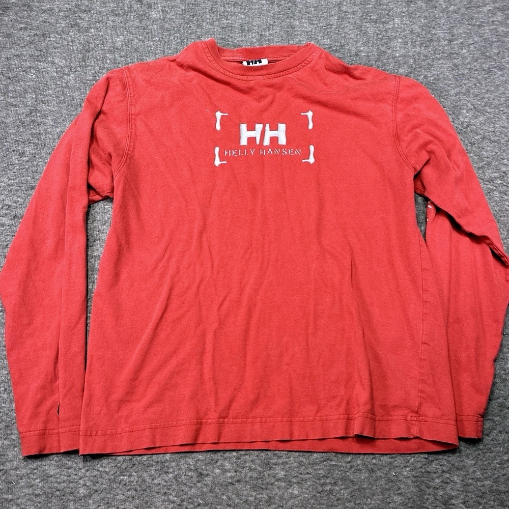 Vintage Helly Hansen Shirt Women Small Long Sleeve Graphic Tee Y2k Ski Hike Red